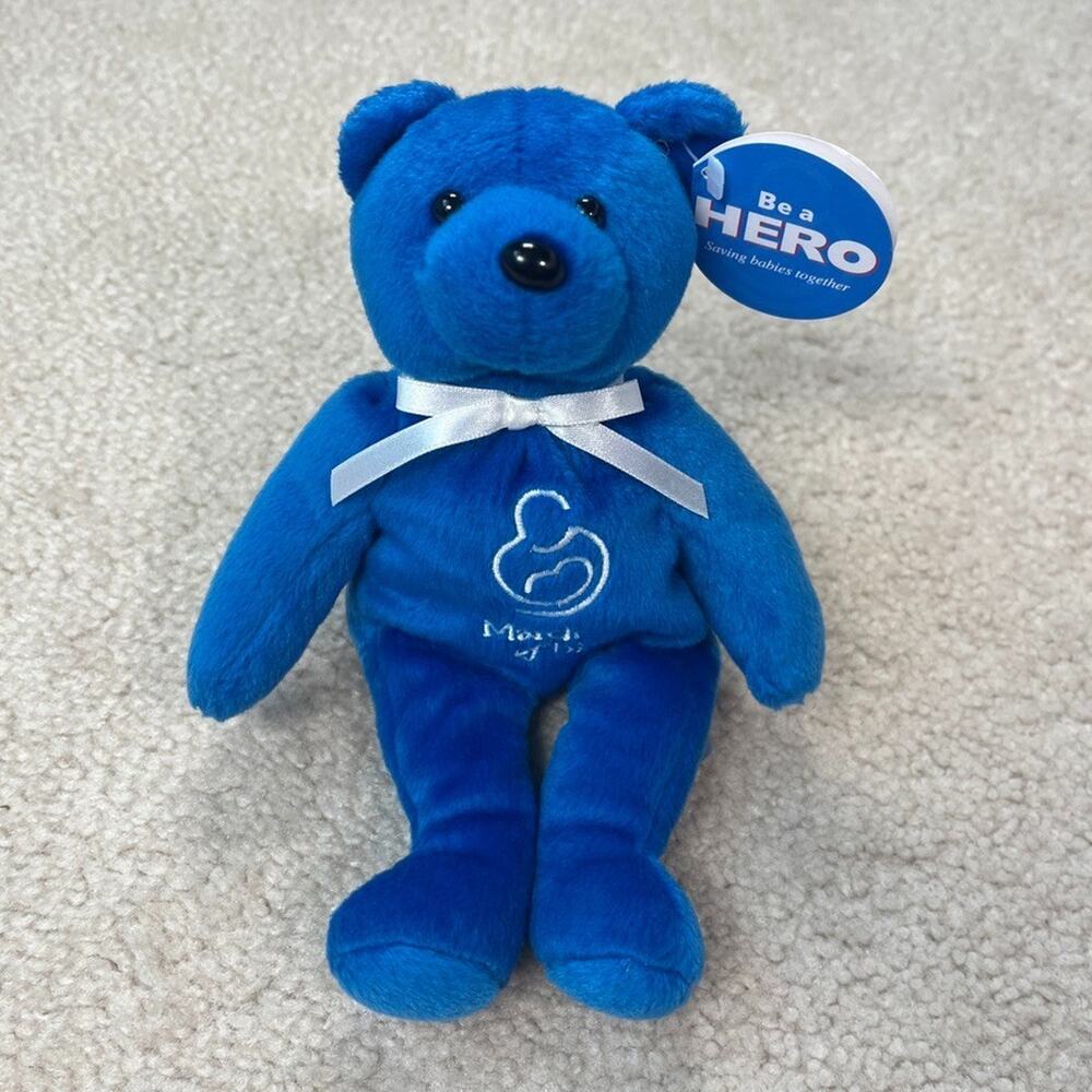 March of Dimes Hero Bear WalkAmerica 2000 Logo Bears That Care Blue Plushie
